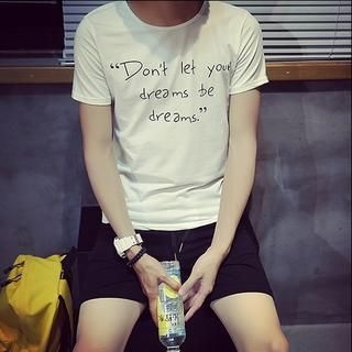 JUN.LEE Short-Sleeve Lettering T-Shirt