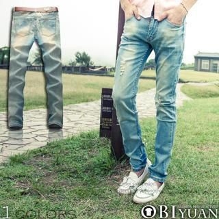 OBI YUAN Retro Distressed Washed Jeans