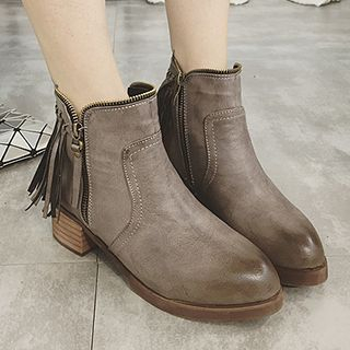 MXBoots Fringed Block Heel Ankle Boots