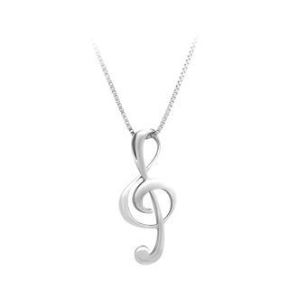 BELEC 925 Sterling Silver Music Note Pendant with Necklace