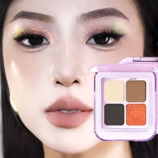 Gella's - 4 Colors Chameleon Eyeshadow Palette - Sunset Orange Sea #M01 Sunset Orange Sea - 5.8G