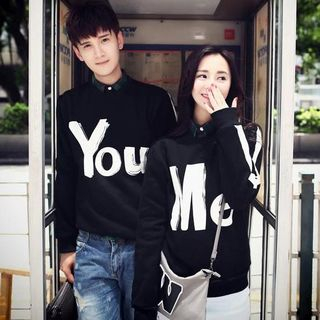 Evolu Couple Matching Lettering Pullover