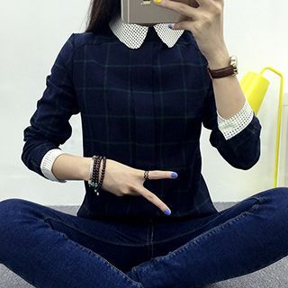 Fancy Show Paneled Check Blouse
