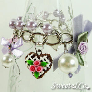 Sweet & Co. Mini Heart Cake Crystal Purple Pearl Bracelet