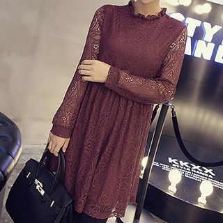 Jolly Club Long-Sleeve Frilled Lace Dress