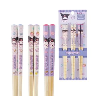 Sanrio Kuromi Chopsticks 16.5cm (3 Pairs Set) Whole Length 165mm
