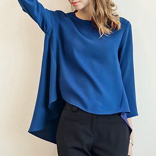 Everose 3/4-Sleeve Plain Dip-Back Top