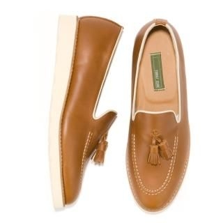 Genuine Leather Tassel-Accent Loafers