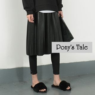 Pony's Tale Faux Leather Pleated Midi Skirt