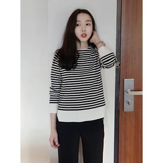 maybe-baby Round-Neck Striped Knit Top