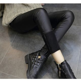 Octavia Faux Leather Fleece-lined Leggings