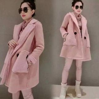 lilygirl Notch Lapel Double Breasted Coat