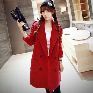 Chuvivi Piped Double-breasted Woolen Coat