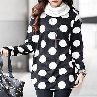 Dream Girl Long-Sleeve Round-Neck Dotted T-Shirt