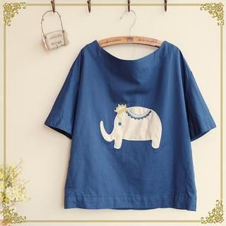 Fairyland Short-Sleeve Elephant Appliqu  T-Shirt