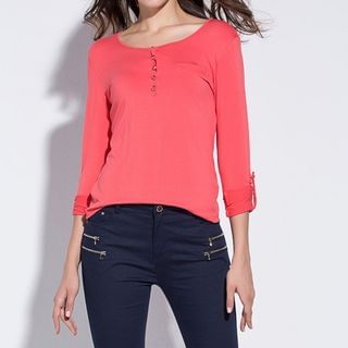 ISOL Tab-Sleeve Buttoned Top
