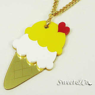 Sweet & Co. Yellow Mirror Ice-Cream Gold Necklace