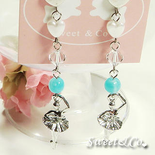 Sweet & Co. Sweet Ballet Girl Swarovski Crystal Silver Earrings