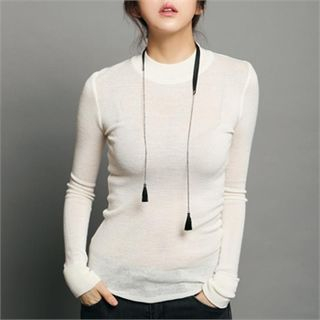 MAGJAY Mock-Neck Colored Slim-Fit Knit Top