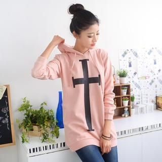 59 Seconds Cross Print Hooded Pullover