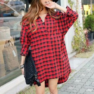 Fashion Street Loose-fit Gingham Blouse