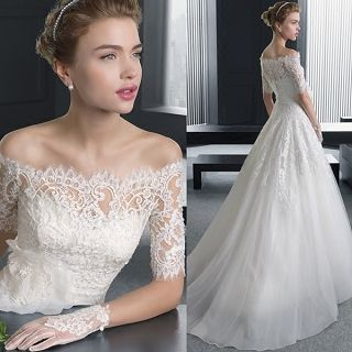 Angel Bridal Off-Shoulder Rosette Ball Gown Wedding Dress