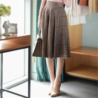 Attrangs Glen-Plaid A-Line Skirt