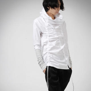 Asymmetric Button Hood Shirt