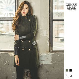 GUMZZI Wool Blend Double-Breasted Coat