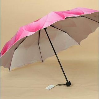 Easily Scallop Trim Floral Print 3-Fold Umbrella