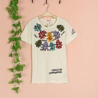 Cute Colors Short-Sleeve Appliqu  Embroidered T-Shirt