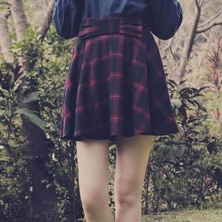 Tokyo Fashion Bow-Accent Check A-Line Skirt