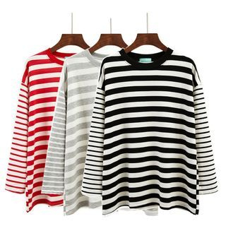 HotBlock 3/4-Sleeve Stripe Panel T-shirt