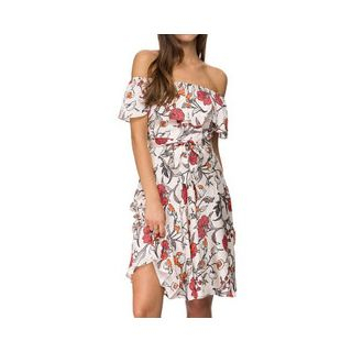 Richcoco Floral Print Off-Shoulder Dress