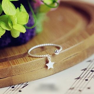 EFFIELER Sterling Silver Star Charm Open Ring