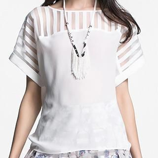 Obel Short Sleeves Lace Panel Top