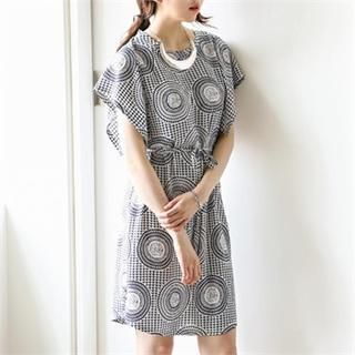 MAGJAY Cap-Sleeve Patterned Shift Dress with String