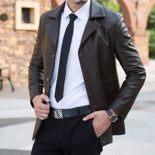 Modpop Genuine Leather Lapel Jacket