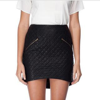 Richcoco Quilted Faux Leather Pencil Skirt