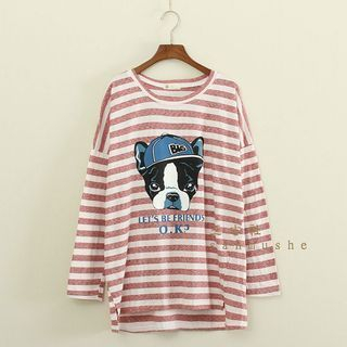 Mushi Long-Sleeve Dog Print T-Shirt
