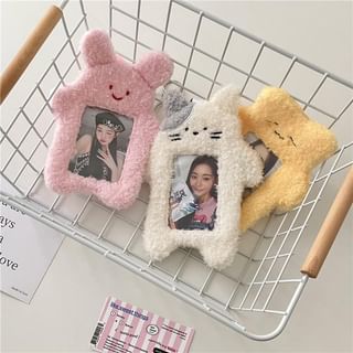 Animal Chenille Photo Frame Bag Charm Keyring (Various Designs)