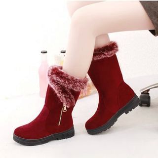 One100 Furry-Trim Mid-Calf Boots