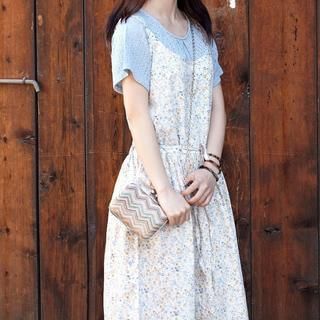 Fashion Street Set: Perforated Top + Floral Long Dress
