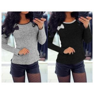 Aquello Bow Accent Long-Sleeve T-Shirt