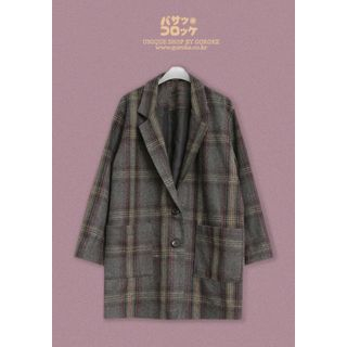 GOROKE Tartan-Check Wool Blend Coat