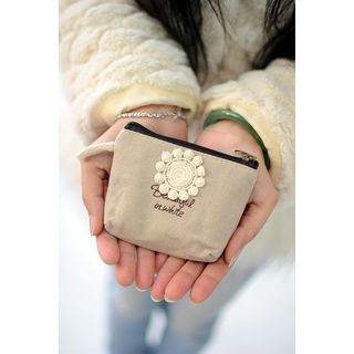 Bags 'n Sacks Floral-Crochet Canvas Coin Purse