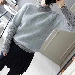 Cotton Candy Cable Knit Mock Neck Sweater