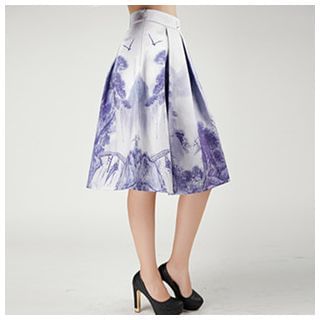 Sayumi Print A-Line Midi Skirt