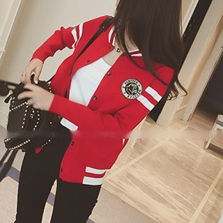 GOGO Girl Contrast Trim Baseball Jacket