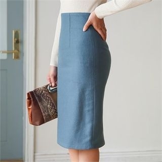 ode' High-Waist Wool-Blend Pencil Skirt